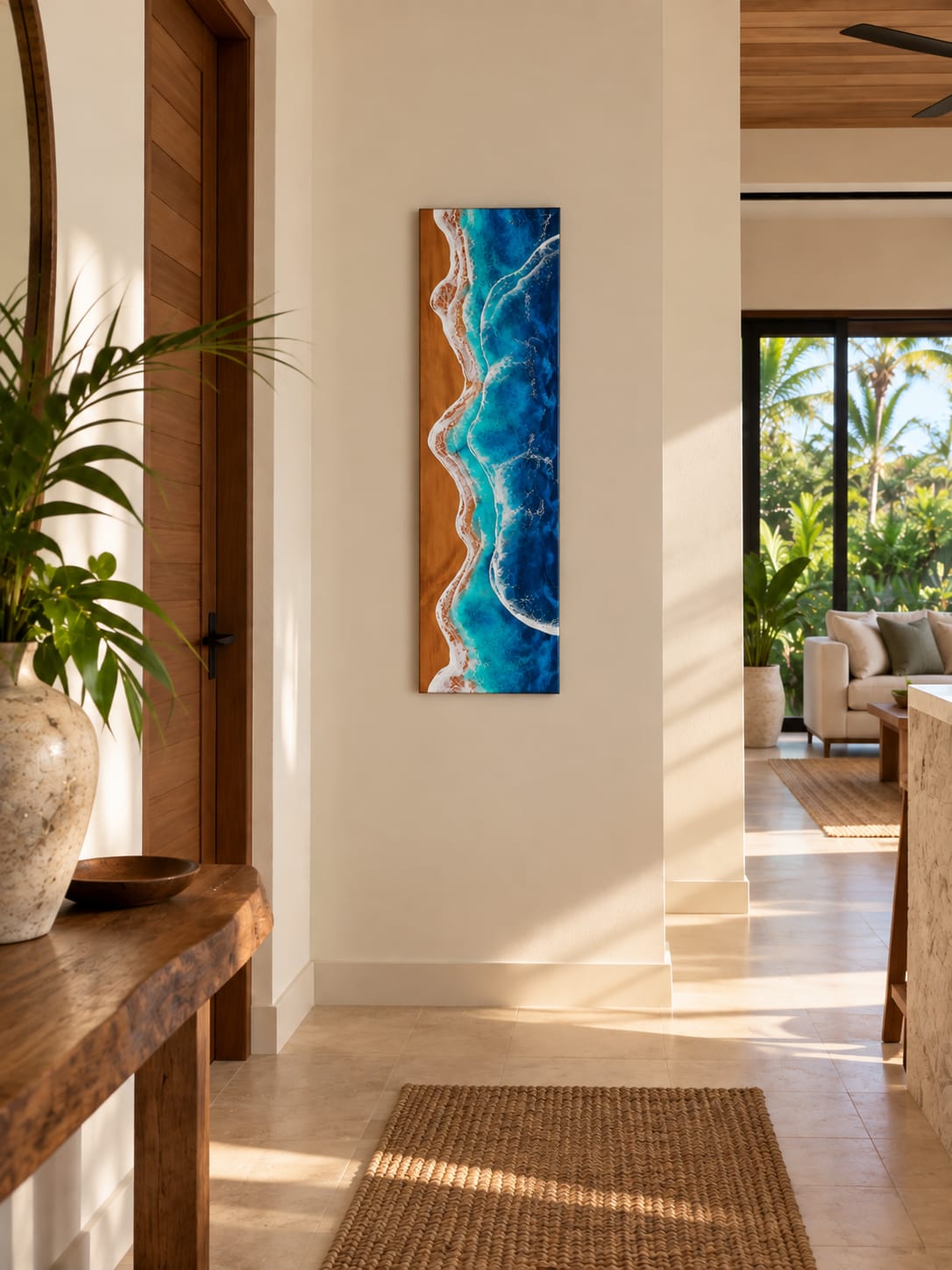 Pieza de pino con efecto oceánico. 105cm 
