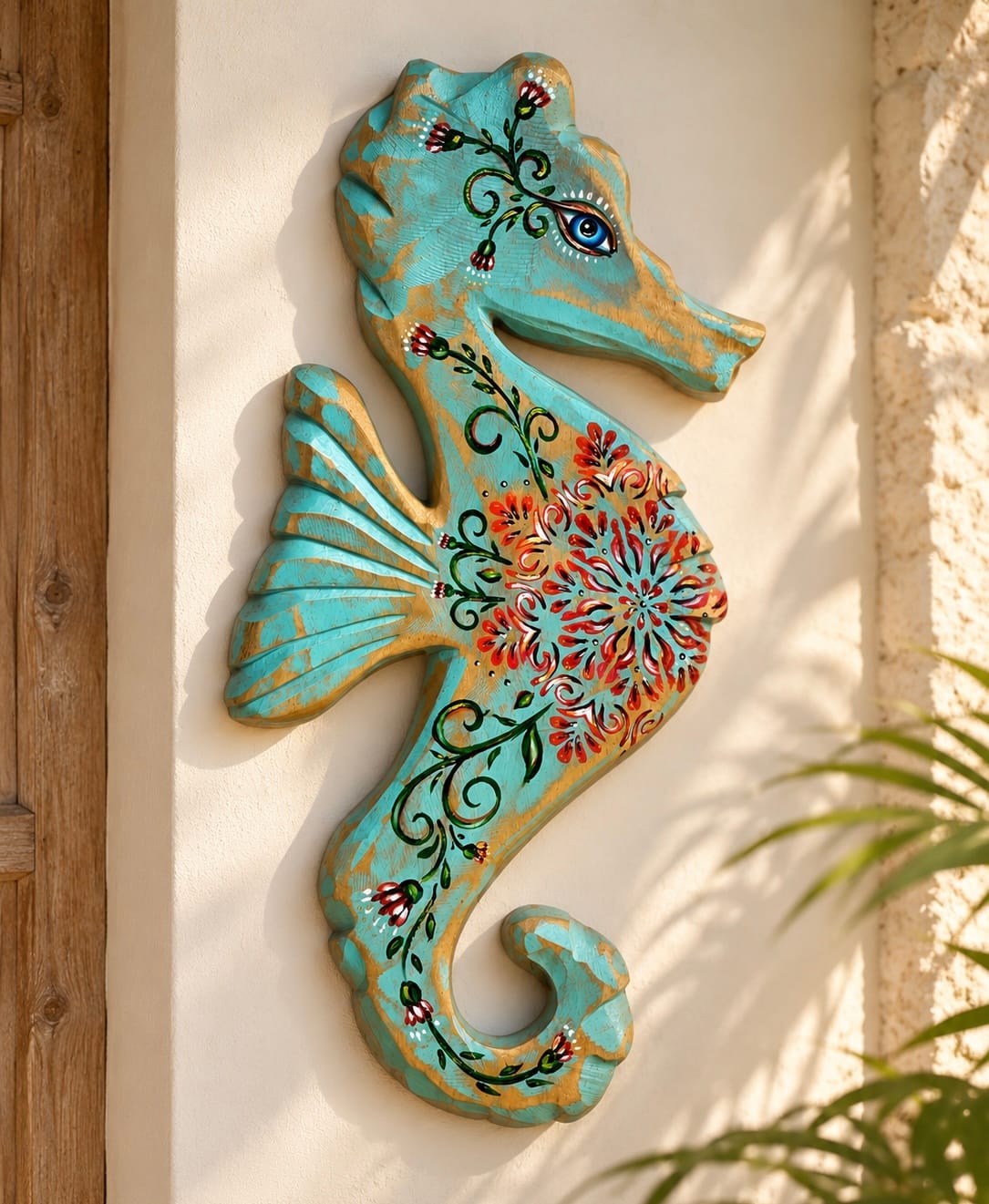 Caballito de mar de madera 