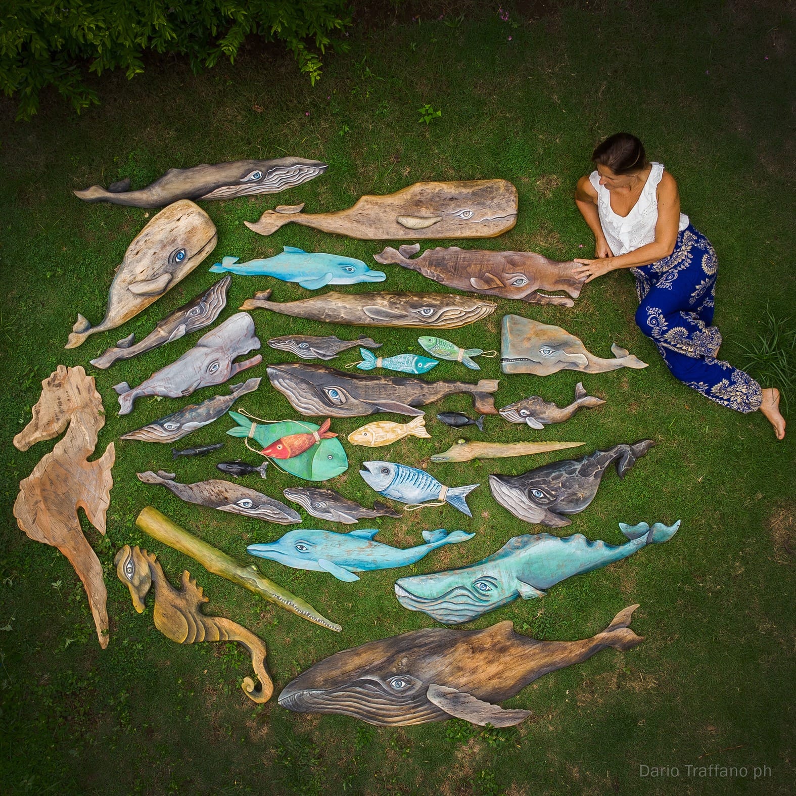 Ballenas Talladas en Madera 